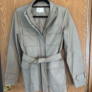 A New Day Tan Faux Leather Trench Coat
